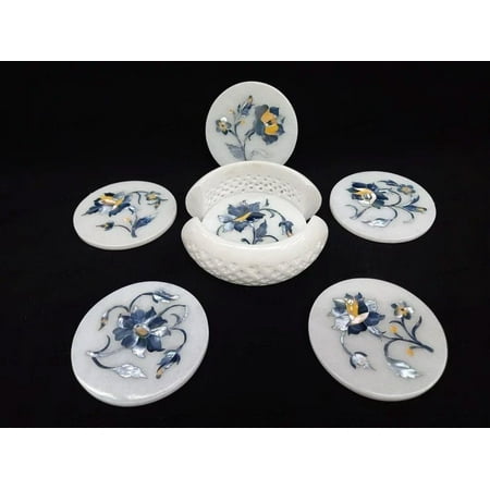 

White Marble Coffee Cup Holder Coaster Set Christmas Gift