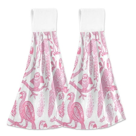 

2 Bathroom Towels Kitchen Towels 18.2x14In Velcro Hand Wipes Dish Cloths & Dish Towels Washroom Towels Face Towel Hand Wipes Pink Bird Flock