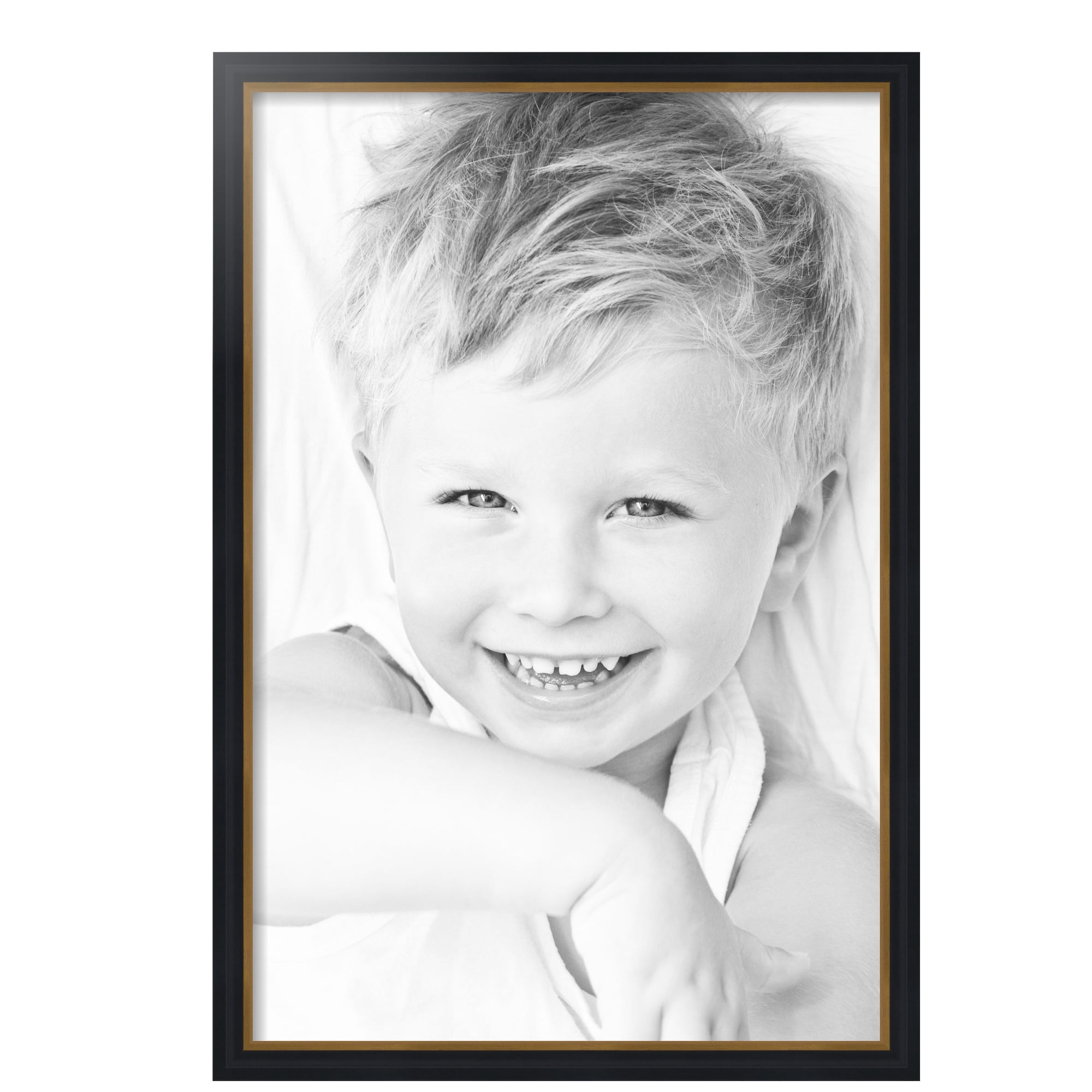 ArtToFrames 20" x 30" Black Velvet with Gold - 1.25 Picture Frame, 20x30 inch Black MDF Poster Frame (WOM-4690), 2 Pack
