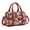 Red, variant on Cute Bear Print Women Handbag Canvas Boston Bowling Shoulder Bag with Leather Trimmed Top Handles And Detachable Long Shoulder Strap
