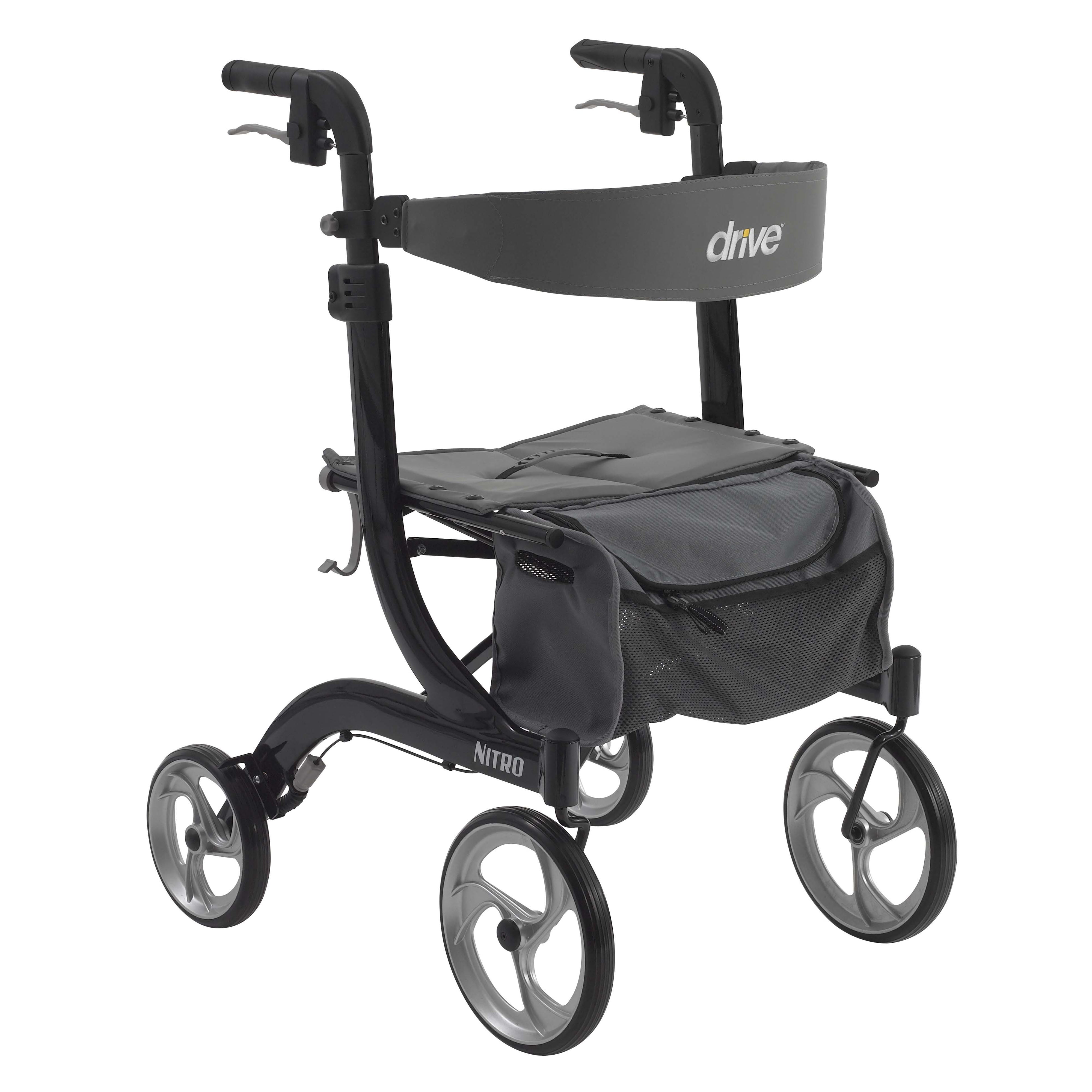 drive™ Nitro 4 Wheel Rollator, Black