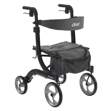 Drive Medical Nitro Aluminum Adjustable European Style Rollator Walker, Black