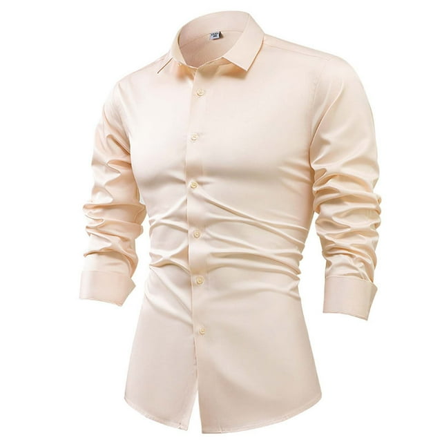 pstuiky camisa de manga larga para hombre, Camisa formal con estampado de color para hombre y blusa de manga larga con cuello vuelto camisetas de hombre xxl