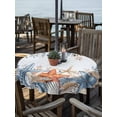 thumbnail image 2 of Outdoor Tablecloths with Umbrella Hole & Zipper, Blue Coastal Round Tablecloth 54 Inch, Summer Beach Starfish Weeping Eucalyptus Ombre Waterproof Table Cloth, Patio/Pool/Picnic Table Covers, 2 of 8
