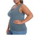 thumbnail image 5 of Tanghaowl Tank Tops for Women, Plus Size Tank Top With Built In Bra Wide Straps Support Comfort Summer Casual Wear Light Blue XL, 5 of 5