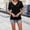 Black, variant on YHAJDS Women's Plus Size Tops Short Sleeve Round Neck Ruffle Solid Color Loose Blouse