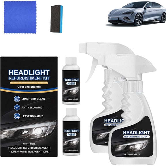 Q4 Headlight Restoration, Automotive Cleaner, 2026 New Delighteal Automotive Headlamp Restoration Fluid Kit, Professional Lens Cleaner & Polish, Enhanced Hydrophobic Coating Restores Yellowed