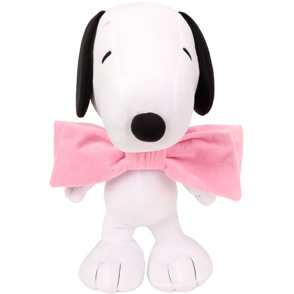 Peanuts Snoopy Kids Pink Bow Bedding Plush Cuddle and Decorative Pillow Buddy, Sanrio