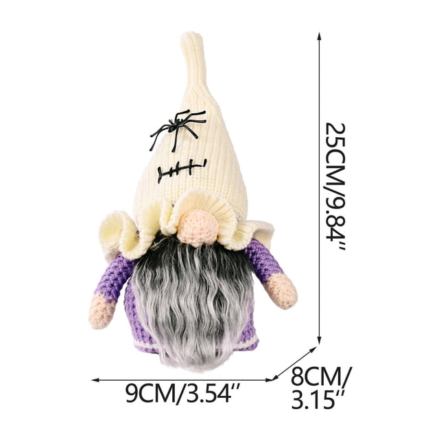 Halloween Knitted Spider Hat And Faceless Dwarf Statue Weird Decorative Piece
