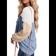 thumbnail image 3 of Moda para Mujer 2025, Camisetas Holgadas Informales de Punto con Cuello Redondo y Larga con Bloques de Color y Azul M, 3 of 7