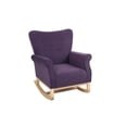thumbnail image 3 of Velvet Glider Rocking Chair, Modern High Backrest Armchair with Solid Wood Base and Non-slip Foot Pads, Upholstered Accent Chair for Living Room, Bedroom, Balcony, Purple, 3 of 7