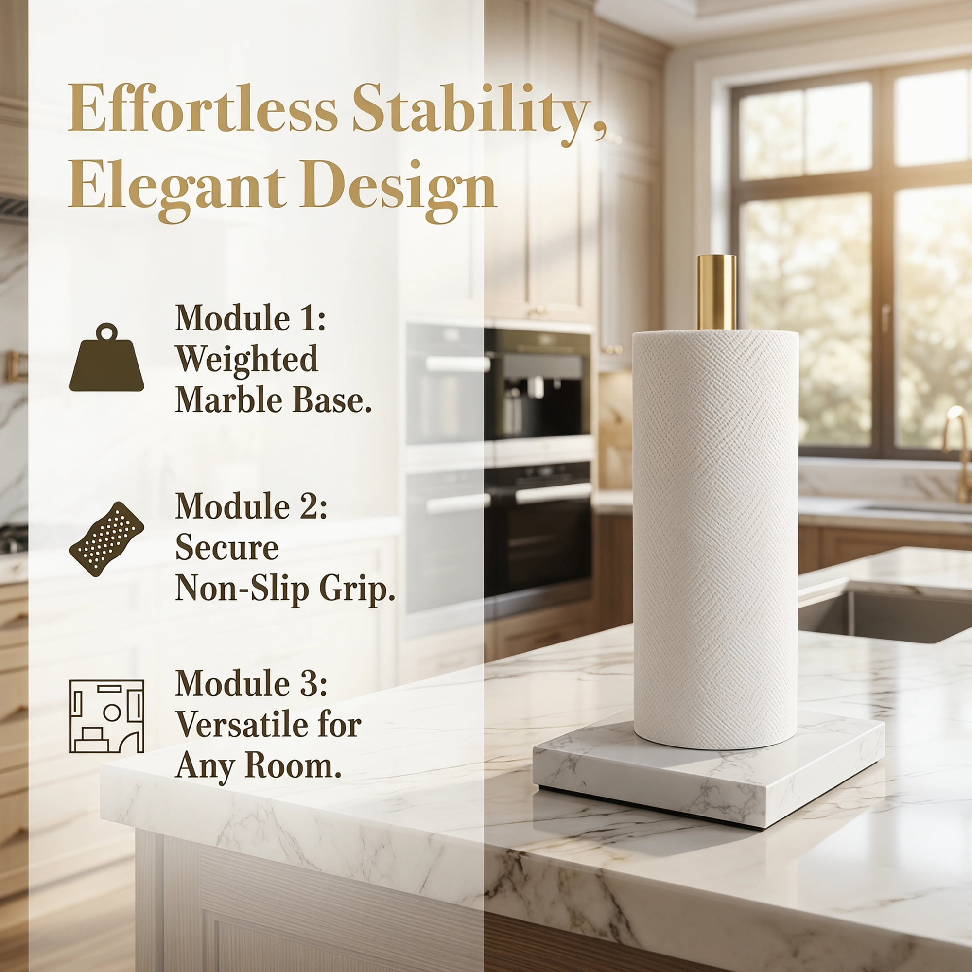 Unique Bargains Non Slip Base Paper Towel Holder Gold E 11.7x5.9inch