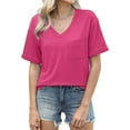 thumbnail image 3 of SHITINN Womens T Shirts V Neck Short Sleeve Summer Tops Casual Basic Tees 2025 Trendy Womens Short Sleeve Shirts Women's Tops Tunic Tops, 3 of 9
