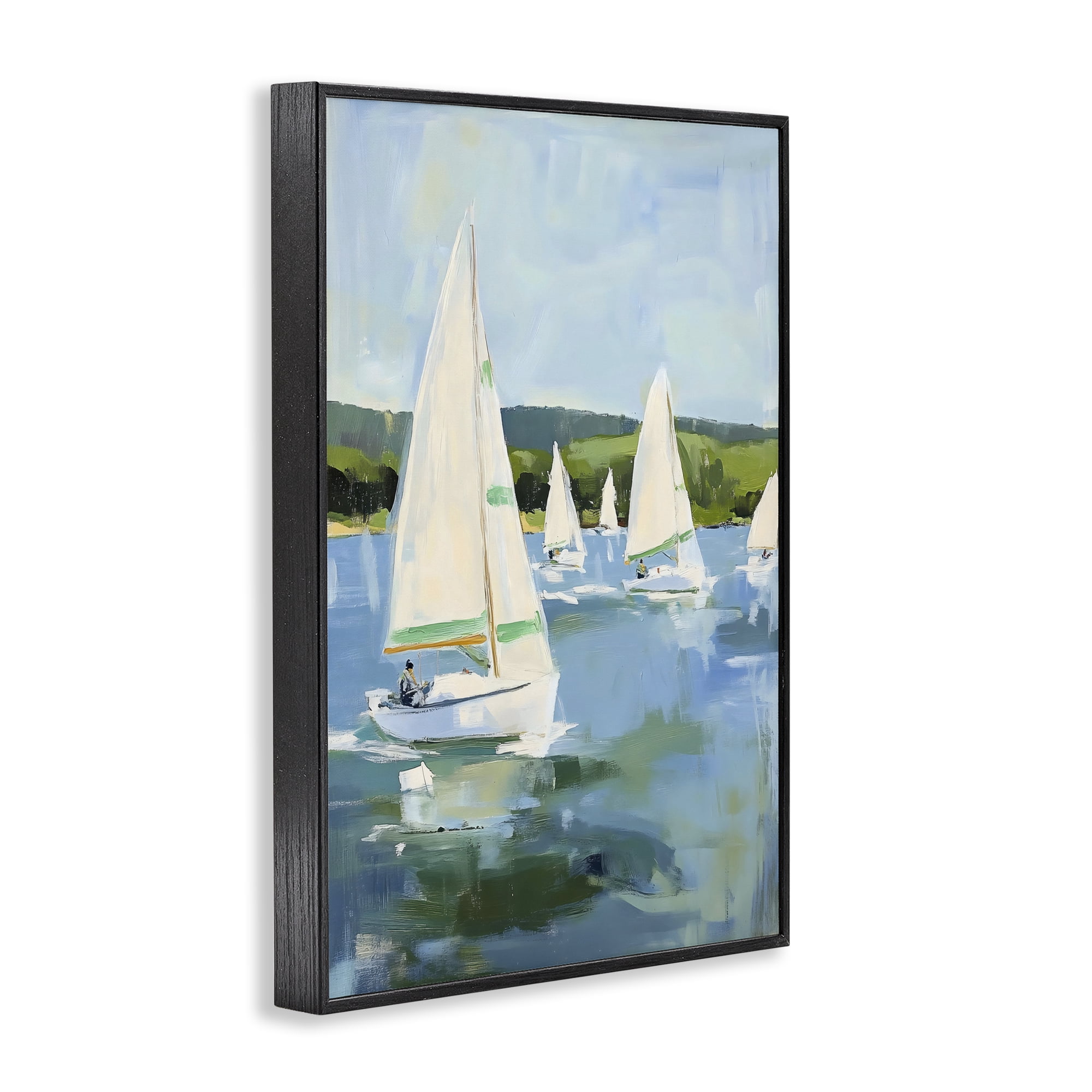 Stupell Industries Boat Race Regatta Black Framed Giclee Art, design by Petal Prints Design