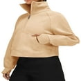 thumbnail image 3 of Pull Col en Molleton Doublé à Capuche pour Femmes 1/2 Sweat-Shirts à Fermeture Éclair à Manches Longues Pull à Col Roulé, 3 of 5