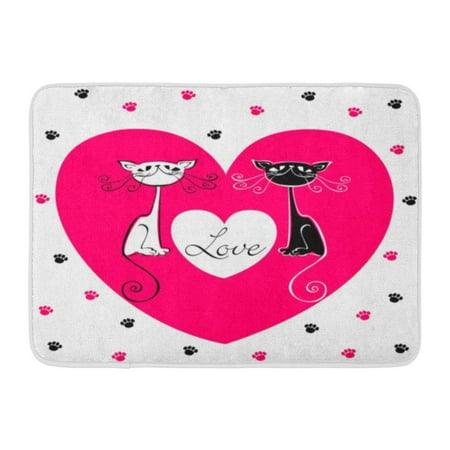 Paw Print Rug GODPOK Cartoon Pink Animal Love from Cat Lovers Valentines Hearts Paw Prints Cheerful Design White Beautiful Rug Doormat Bath Mat 23.6x15.7 inch ()