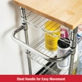 thumbnail image 5 of Rubbermaid 3-Tier Chrome Rolling Cart with Removable Wood Top, 300lb Capacity, 5 of 12