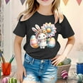 thumbnail image 2 of MIXUE Toddler Girls Tops & T-Shirts Kids Easter Bunny Graphic Loose Fit Casual Short Sleeve Pullover T Shirts Activewear,Black,2-3 Years, 2 of 4