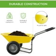 thumbnail image 3 of HYJY Dual-Wheel Home Utility Yard Wheelbarrow Garden Cart w/Built-in Stand for Lawn, Gardening, Construction - Yellow, 3 of 13