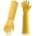 thumbnail image 1 of Guantes de jardinería de cuero de manga larga, guante de cuero transpirable resistente a pinchazos, guantes de jardín de poda floral rosa para mujeres y hombres - Amarillo-Verde- oso de fresa  Electrónica, 1 of 5