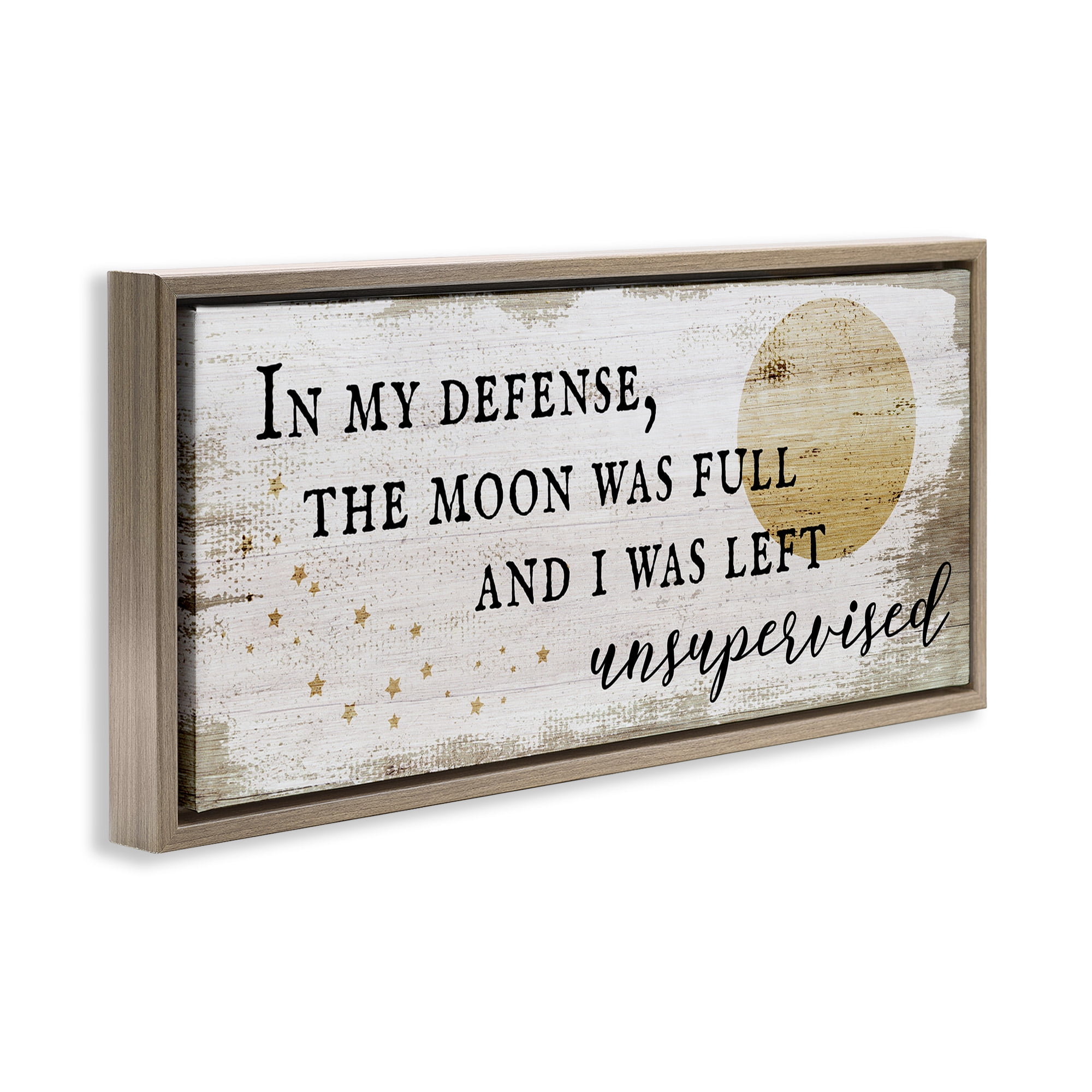 Stupell Industries Sassy Full Moon Halloween Charm Typography Painting Brown Floater Framed Canvas Art Print Wall Art, 31 x 14