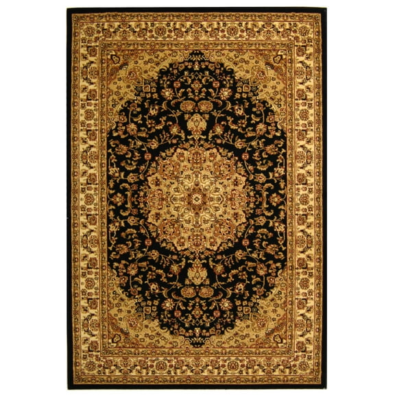 SAFAVIEH Lyndhurst Katrina Floral Border Area Rug, Black/Ivory, 9' x 12'