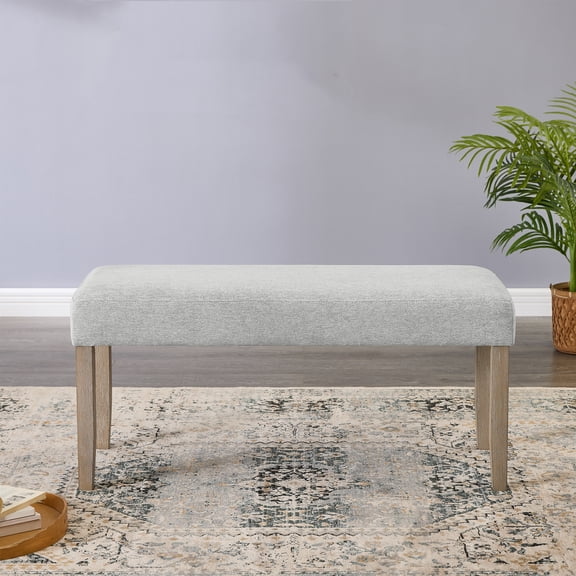 Dtwnek Fabric Upholstered Dining Bench with Wood Frame, Suitable for Living Room, Dining Room, Light Gray