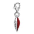 thumbnail image 2 of Sterling Silver Amore La Vita Polished 3-D CZ and Red Enameled Reversible Heart Charm Pendant with Fancy Lobster Clasp, 2 of 3