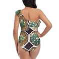 thumbnail image 5 of Sikiie Cactus Garden Print Women One Piece Swimsuits Tummy Control One Shoulder Bathing Suits Ruffle Swimwear, From S to XXL-Small, 5 of 6