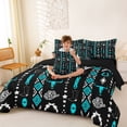 thumbnail image 4 of jejeloiu Vintage Geometric Rhombus Aztec 7pcs Bedding Comforter Set Kids,Country Western Cowboy Farmhouse Queen Bedding Sets For Men,Reversible, 4 of 7