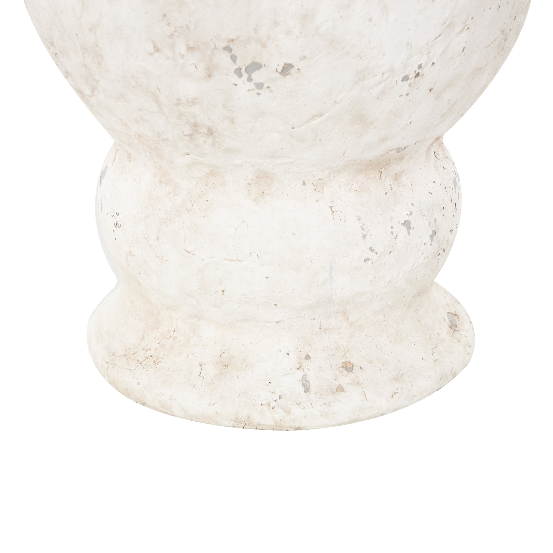 DecMode 18" Antique Style Distressed Cream Ceramic Vase with Handles
