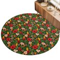thumbnail image 2 of Round Rugs 4Ft, Tropical Botanical Round Area Rug Washable Indoor Throw Carpet, Summer Rainforest Flowers Leaves Rustic Soft Non Slip Circle Rug for Kitchen Nursery Room Home Decor Aesthetic, 2 of 8