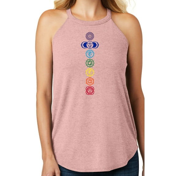 Women's 7 Colored Chakras Yoga Tank Top, Large Blush