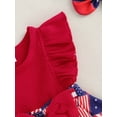 thumbnail image 5 of Bagilaanoe Baby Girls Independence Day Outfits 0-12M 4th of July Romper Dress Infant Flag Print Fly Sleeve Bodysuits + Headband Clothes, 5 of 8