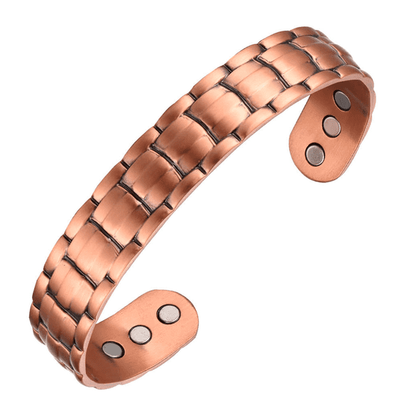 Wollet 99.9% Copper Bracelet for Men for Arthritis and Joint, 7 inches, Pure Solid Copper Magnetic Bangle, Copper Jewelry, 3500 Gauss Magnet