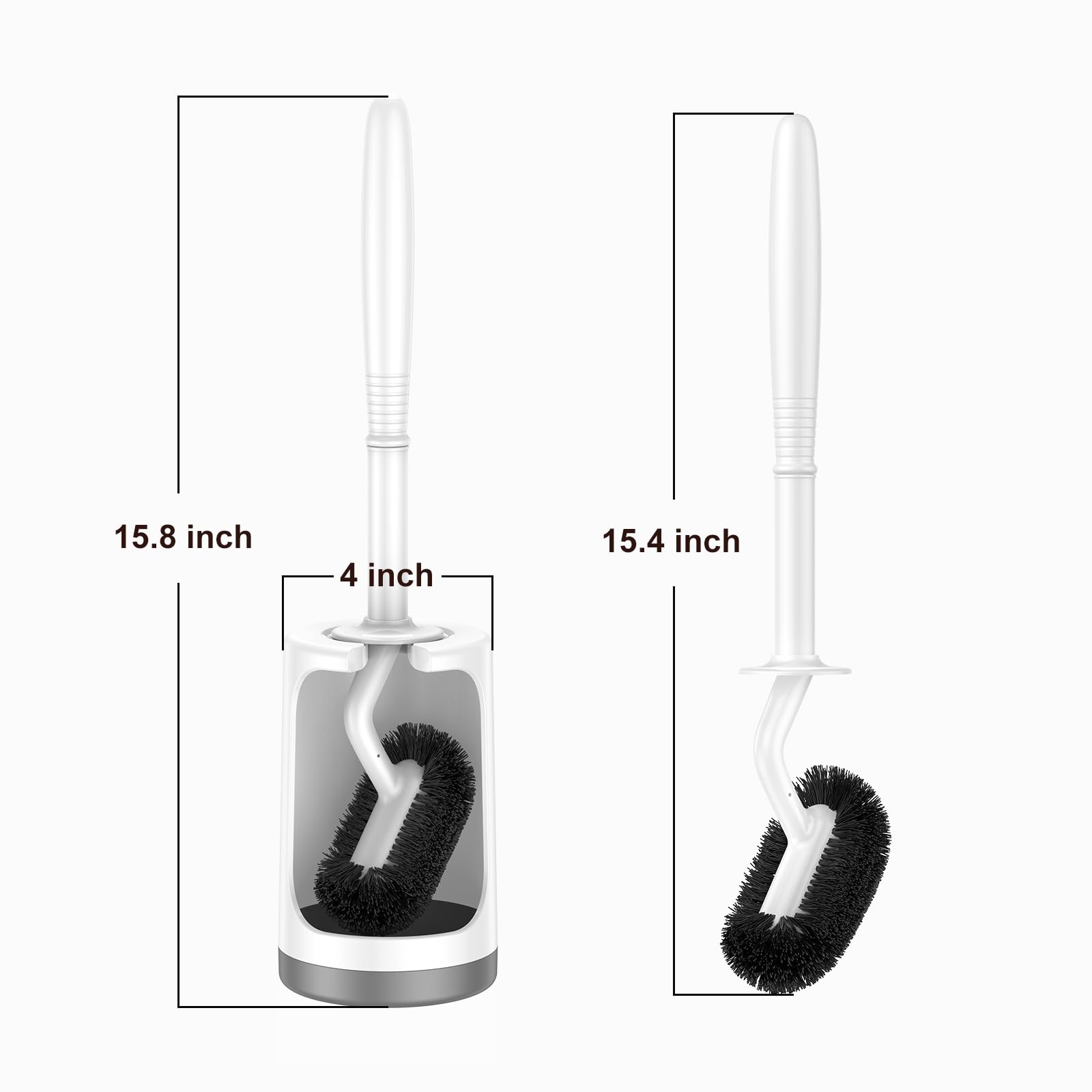 Toilet Bowl Brush Holder Set: Curved Design with Holder for Deep Cleaning Under Rim - Compact Hidden Scrubber for Small Space - Modern RV Bathroom Accessories
