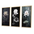 thumbnail image 3 of Designart "Monochrome Lotus Symphony in Grey III" Floral Framed Wall Art Set Of 3 - Grey Floral Frame Gallery Set For Office Decor, 3 of 7