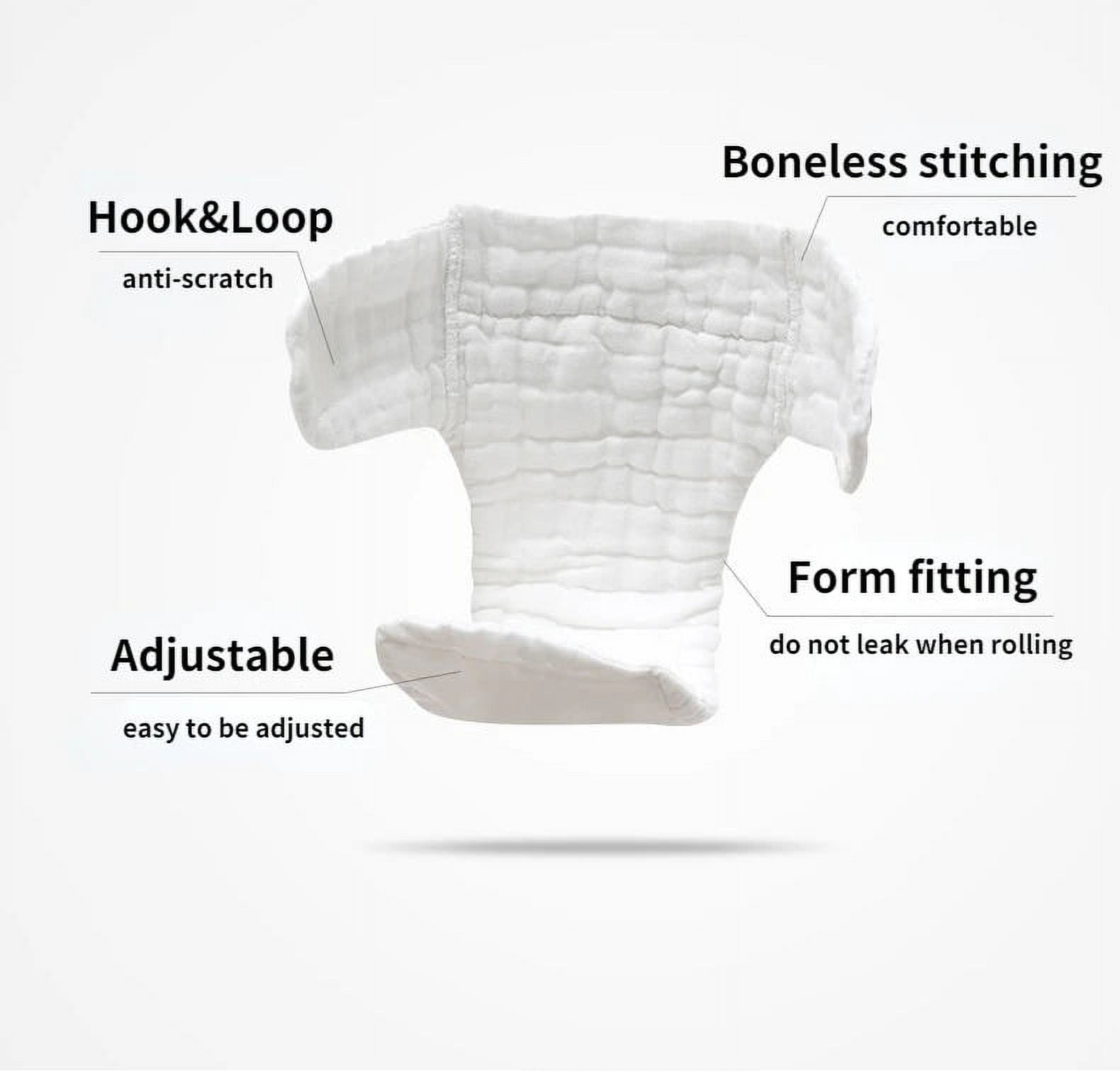 Duslogis Reusable Baby Diapers 100% Cotton Panties Waterproof Infant Nappies Kid Training Pant Cloth Washable Breathable Nappy Changing, 5 Pack