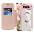 thumbnail image 4 of Allytech Flip Case for Google Pixel 9, [Compatible with Magsafe] PU Leather Clear Back Cover RFID Blocking Cards Slots Wallet Phone Case for Google Pixel 9, Pink, 4 of 8