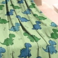 thumbnail image 3 of Green Dinosaurs Bones Pattern Blanket,Comfortable Soft Flannel Throw Blanket,All Season,Warm Lightweight Blankets for Sofa Bed Couch Living Room Chair,40"x50", 3 of 4