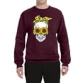 thumbnail image 2 of Skull Sunflower Skeleton Bandana Inspirational/Christian Unisex Crewneck Graphic Sweatshirt, Maroon, Medium, 2 of 3