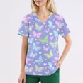 thumbnail image 3 of LHVUOA Scrubs for Women Cute Animals and Heart Print Scrub Tops Plus Size Stretch Nursing Tops Soft Working Uniforms with Pockets, 3 of 4
