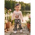 thumbnail image 4 of RUINIXCW Newborn Baby Girl Hunting Outfit Infant Baby Girl Spring Fall Winter Clothes Long Sleeve Romper with Bell Bottom Flare Pants Headband Set, 4 of 10