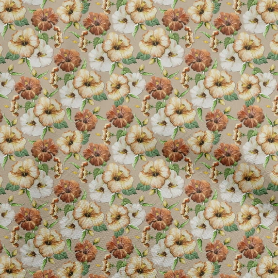 oneOone Cotton Poplin Twill Light Brown Fabric Floral Sewing Craft Projects Fabric Prints By Yard 56 Inch Wide