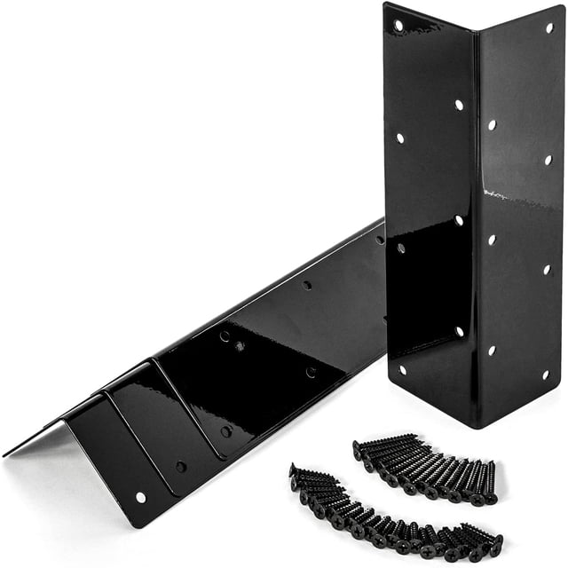 PinesC Supports d'Angle pour Plate-Bande Surélevée 12 Pieds'-16 Pieds' H, Support d'Angle en Métal Résistant, Connecteurs d'Angle en Métal Rouille pour Meubles (Lot de 4) - Noir