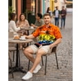 thumbnail image 5 of HAPPY BAY Men's Hawaiian Shirts Short Sleeve Button Down Shirt Mens Tropical Shirts Casual Vacation Summer Party Caribbean Shirts for Men Funny XXL Island View, Orange, 5 of 7