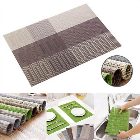 

6PCS Placemats Heat-Resistant Stain Resistant Anti-Skid Washable Table Mats Square PVC Placemats