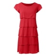 thumbnail image 6 of vigerkar Womens Ruffle Chiffon Dress Boho Floral Print 2025 Summer Fashion Tiered Layed Wedding Guest Party Dress Red, L, 6 of 6