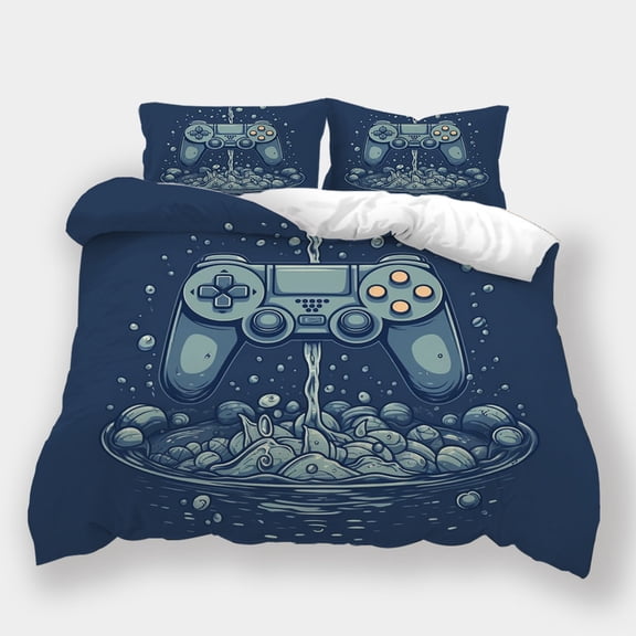 2/3pcs Duvet Cover Set Gamepad Printed Bedspreads Kids High Quality Home Dormitory Bed Set,Queen (90"x90")