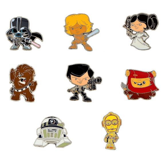 Star Wars Cute Styled Authentic Disney Trading Pin Set 8 Total Pins Brand New